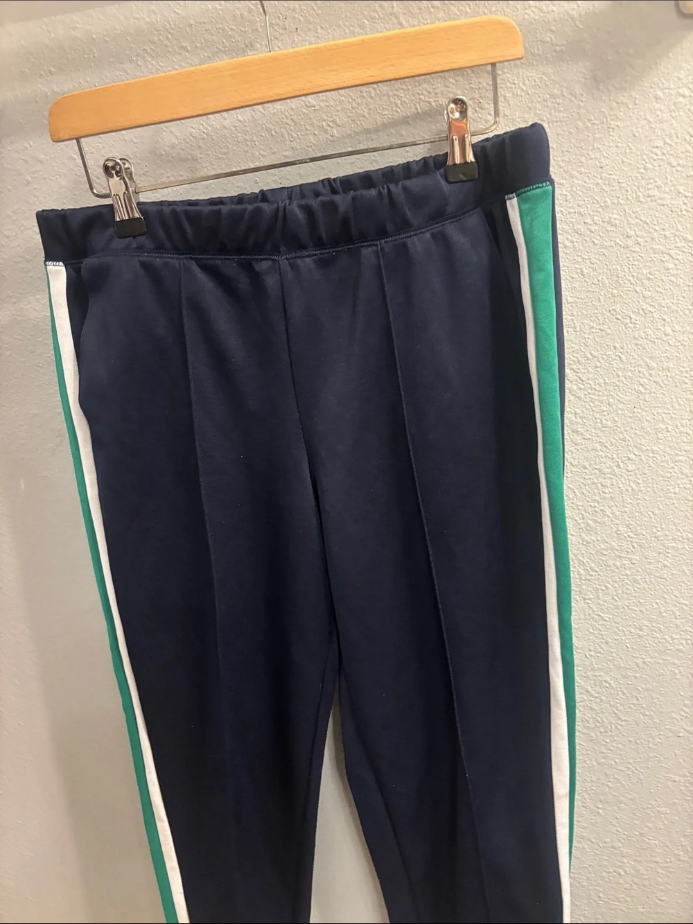 Old Navy Navy Sweatpants with White and Teal Side Stripes